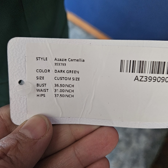 Azazie Camellia Dark Green Corset Maxi Dress womens size medium nwt - Picture 6 of 8